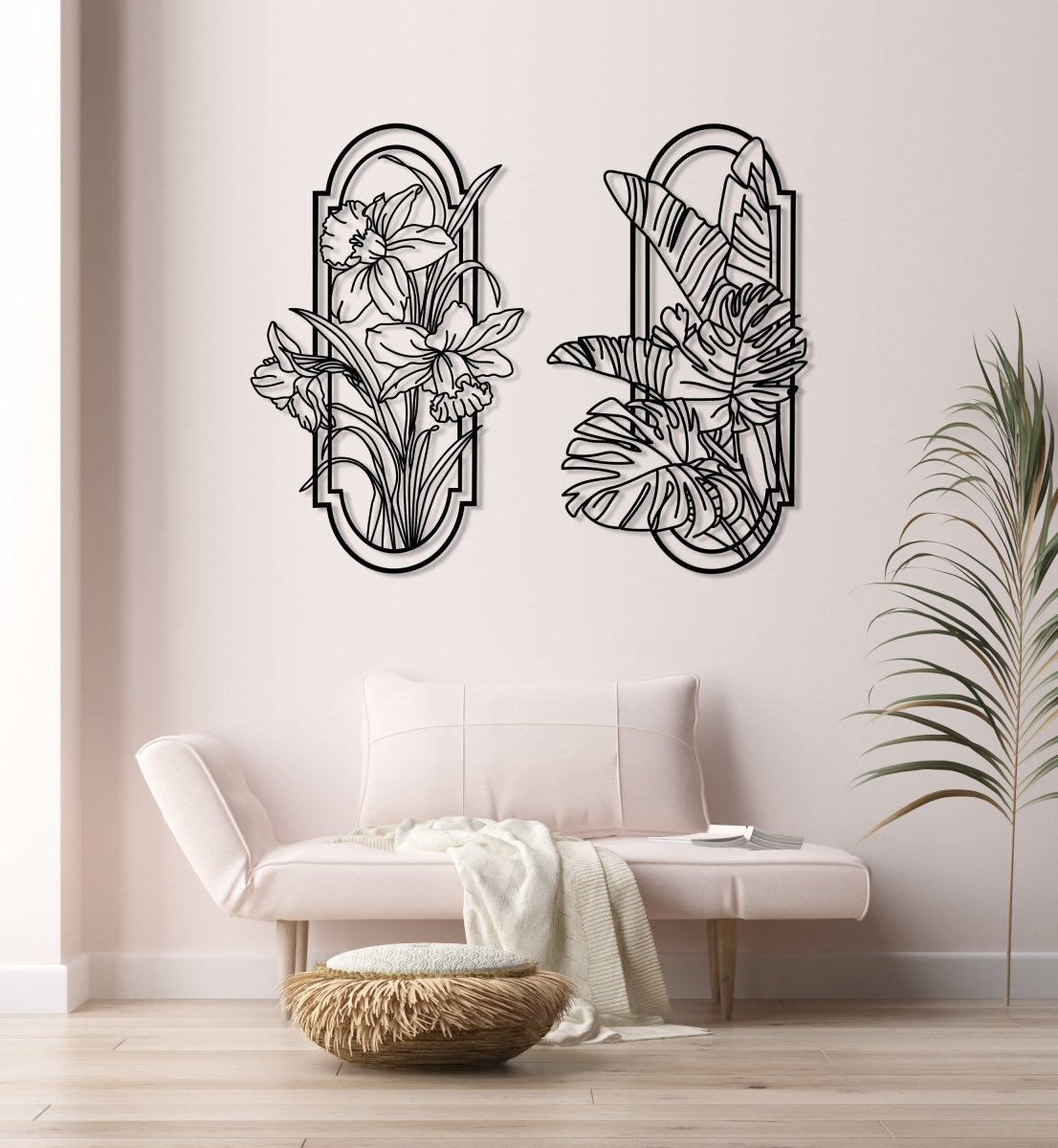 Metal Poppy Wall Decor (Set Of 2) - BrossHome Metal Wall Art