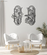 Metal Poppy Wall Decor (Set Of 2) - BrossHome Metal Wall Art