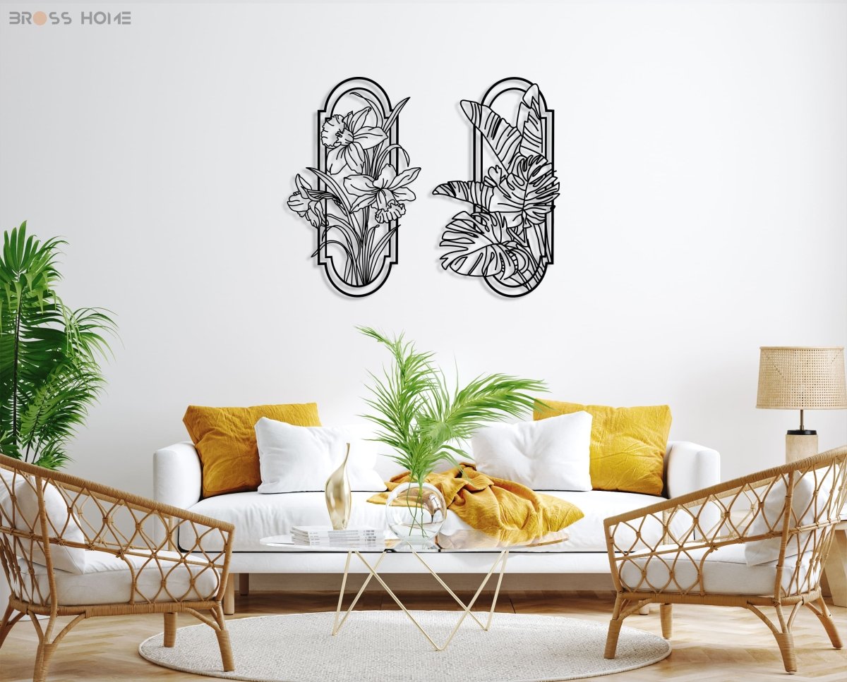 Metal Poppy Wall Decor (Set Of 2) - BrossHome Metal Wall Art