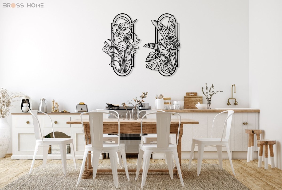 Metal Poppy Wall Decor (Set Of 2) - BrossHome Metal Wall Art