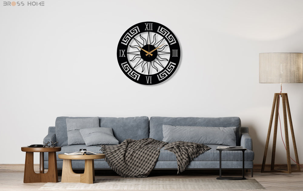Metal Sun Wall Clock - BrossHome