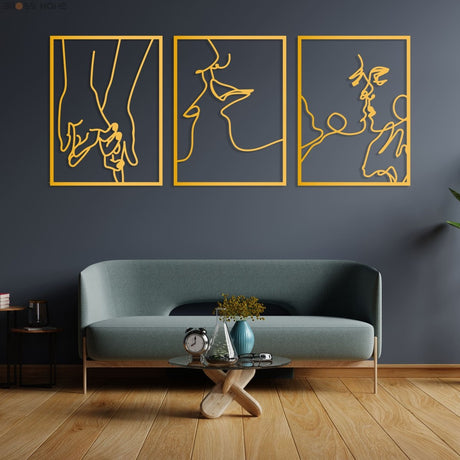 Metal Wall Art Kissing Couple Line Art - BrossHome Metal Wall Art