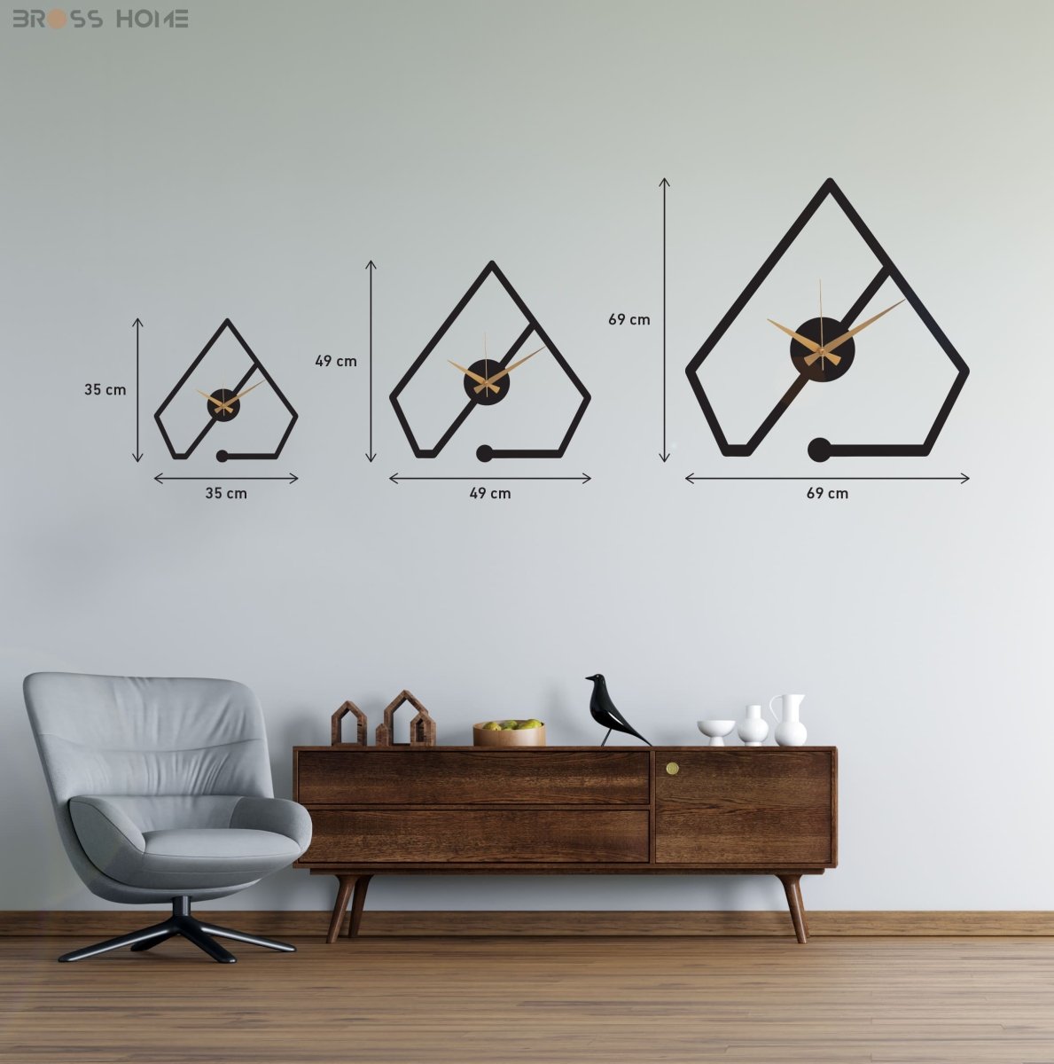Minimalist Black Metal Wall Clock Art - BrossHome Metal Wall Art