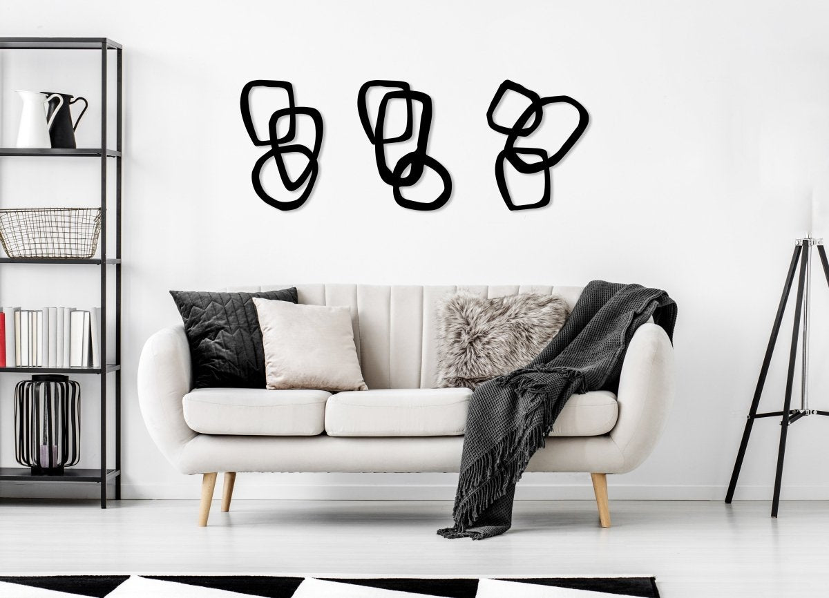 Minimalist Living Room Wall Decor (Set of 3) - BrossHome Metal Wall Art