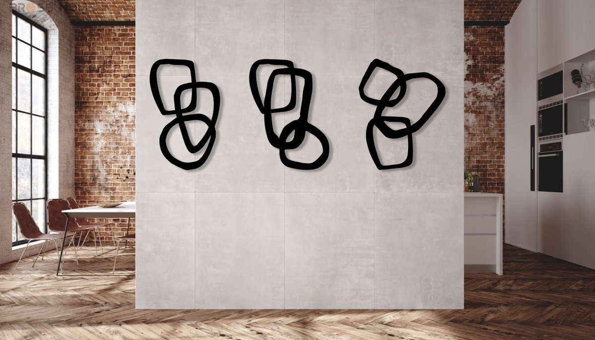 Minimalist Living Room Wall Decor (Set of 3) - BrossHome Metal Wall Art