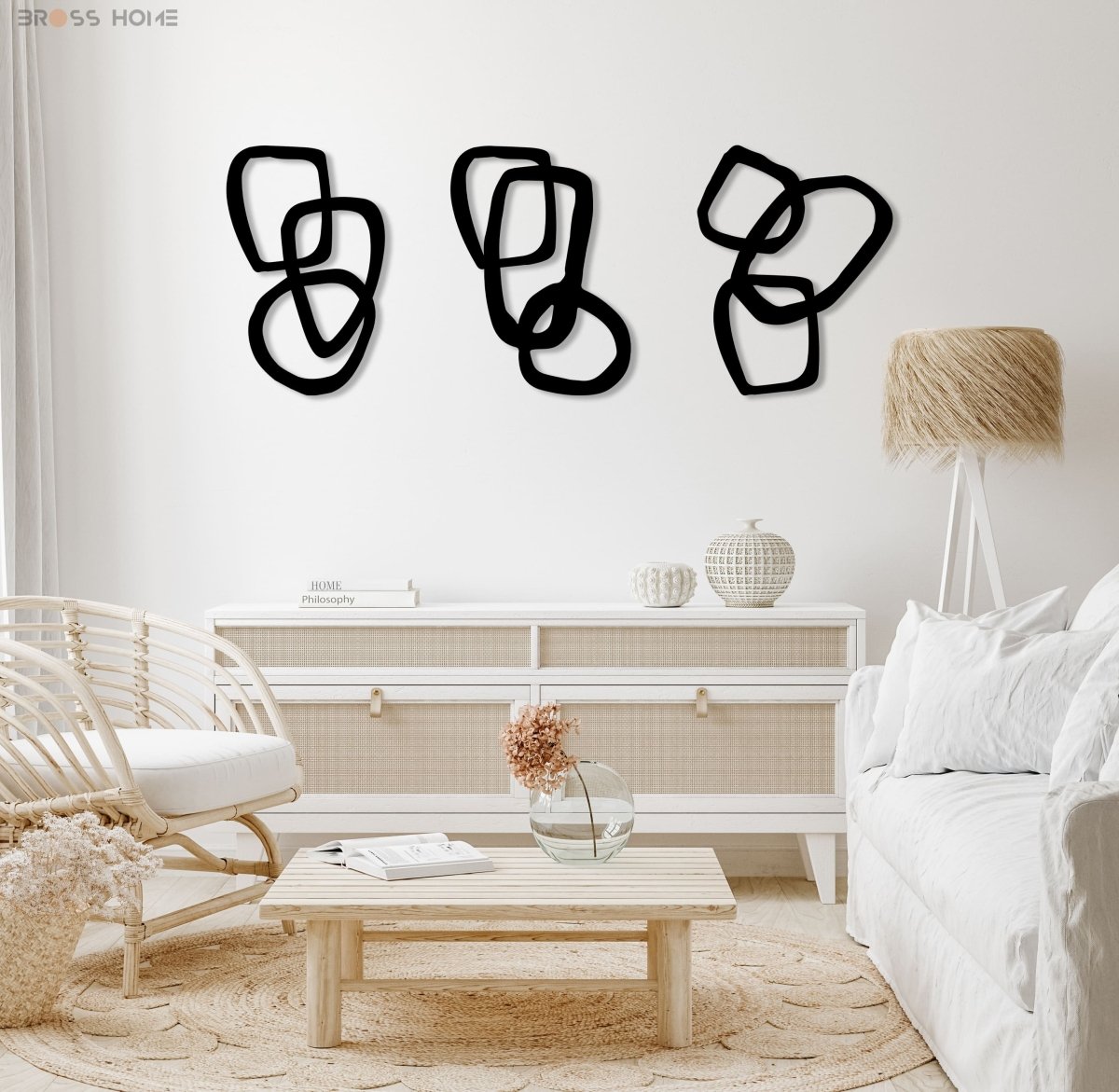 Minimalist Living Room Wall Decor (Set of 3) - BrossHome Metal Wall Art