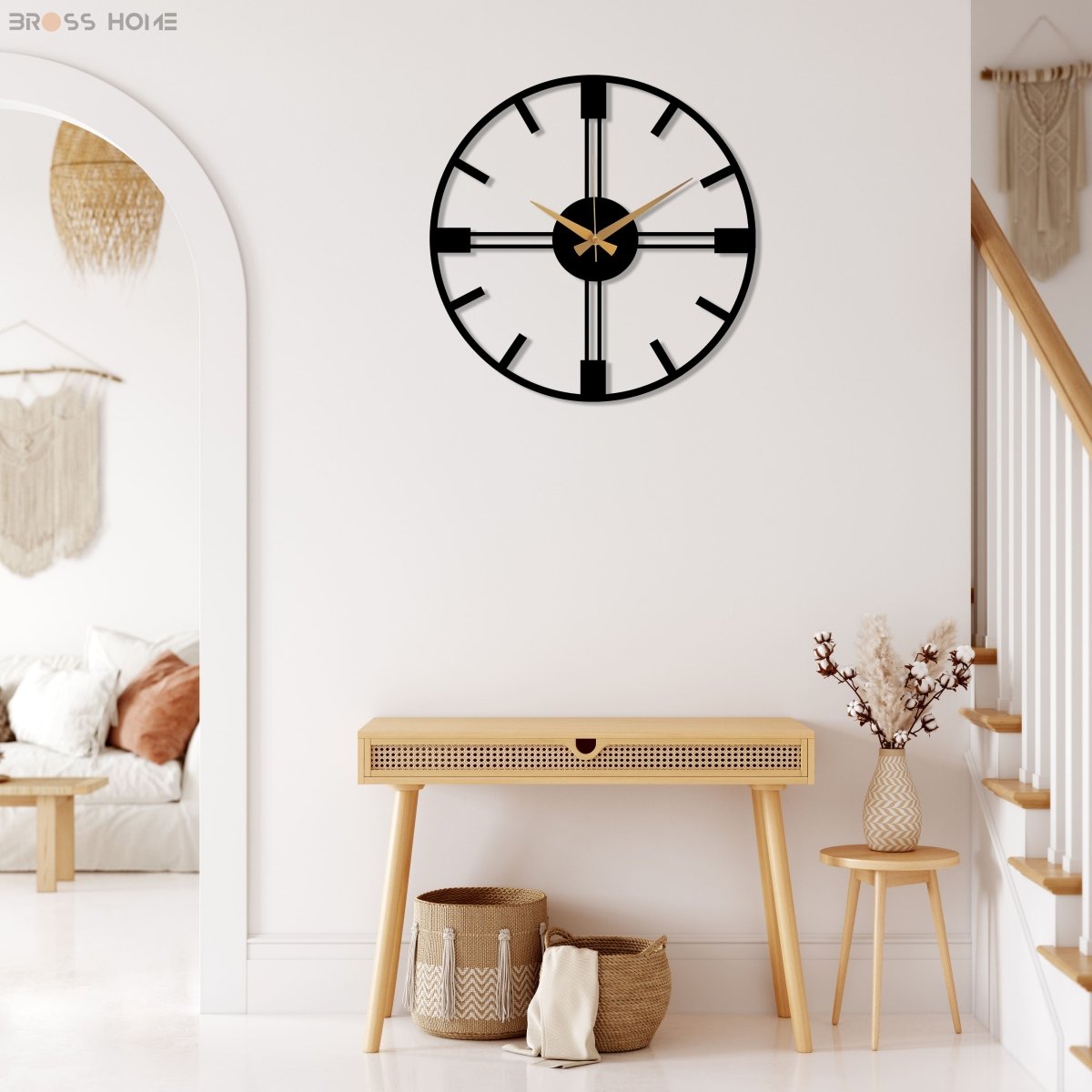 Minimalist Metal Large Wall Clock - BrossHome Metal Wall Art