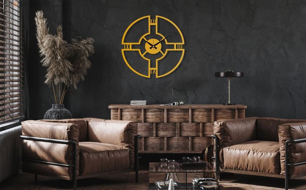 Modern Black Wall Clock - BrossHome Metal Wall Art