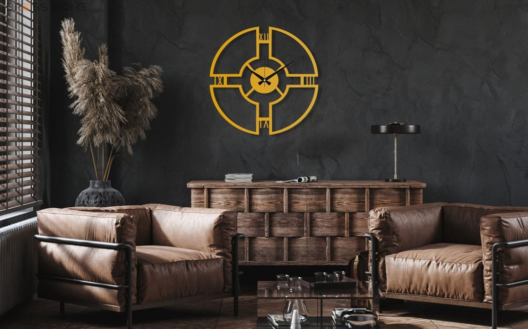Modern Black Wall Clock - BrossHome Metal Wall Art