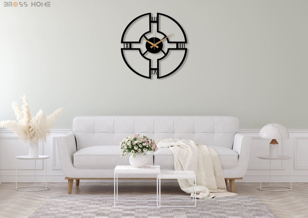 Modern Black Wall Clock - BrossHome Metal Wall Art