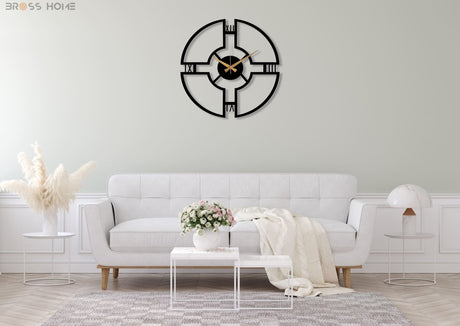 Modern Black Wall Clock - BrossHome Metal Wall Art