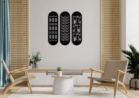 Modern Large Metal Wall Art (Set Of 3) - BrossHome Metal Wall Art