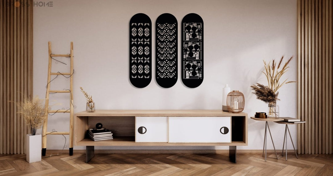 Modern Large Metal Wall Art (Set Of 3) - BrossHome Metal Wall Art