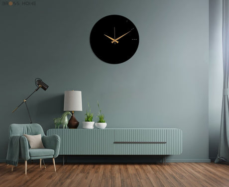 Modern Living Room Black Wall Clock - BrossHome Metal Wall Art
