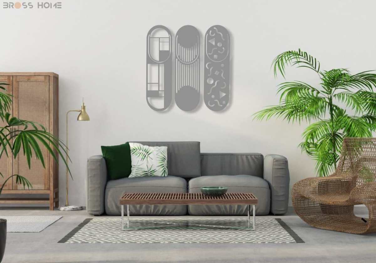 Modern Metal Wall Decor Set Of 3 - BrossHome Metal Wall Art