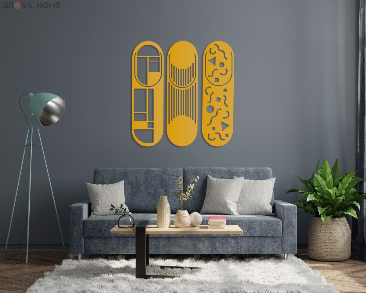 Modern Metal Wall Decor Set Of 3 - BrossHome Metal Wall Art