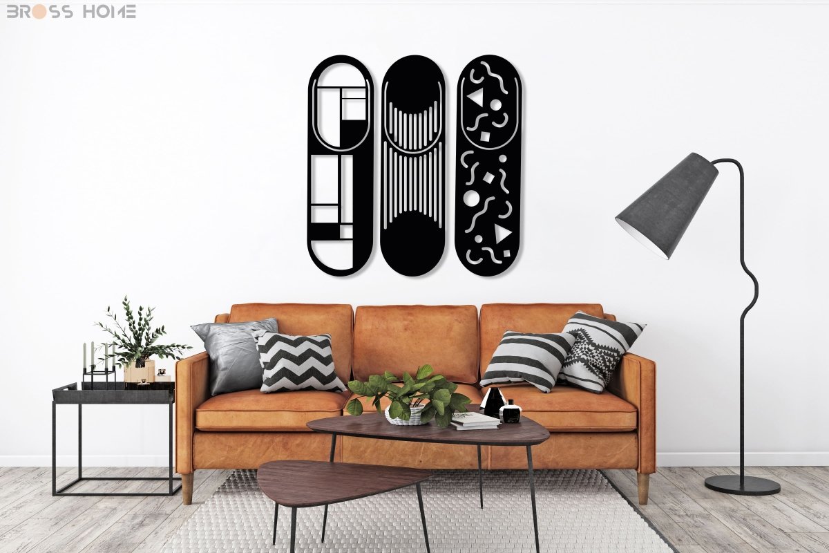 Modern Metal Wall Decor Set Of 3 - BrossHome Metal Wall Art