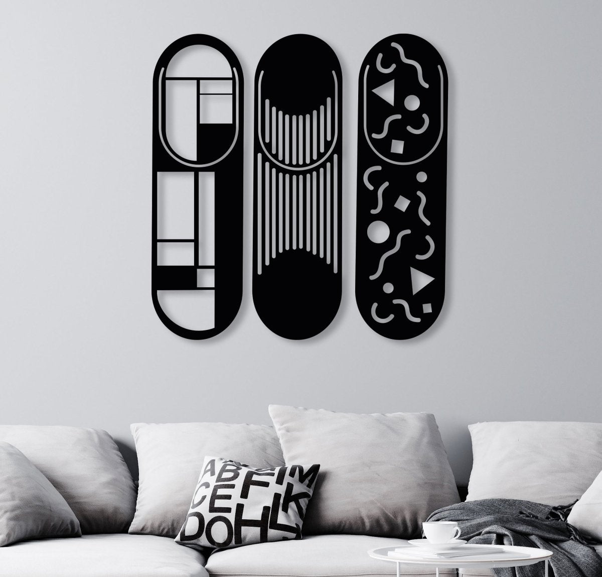 Modern Metal Wall Decor Set Of 3 - BrossHome Metal Wall Art