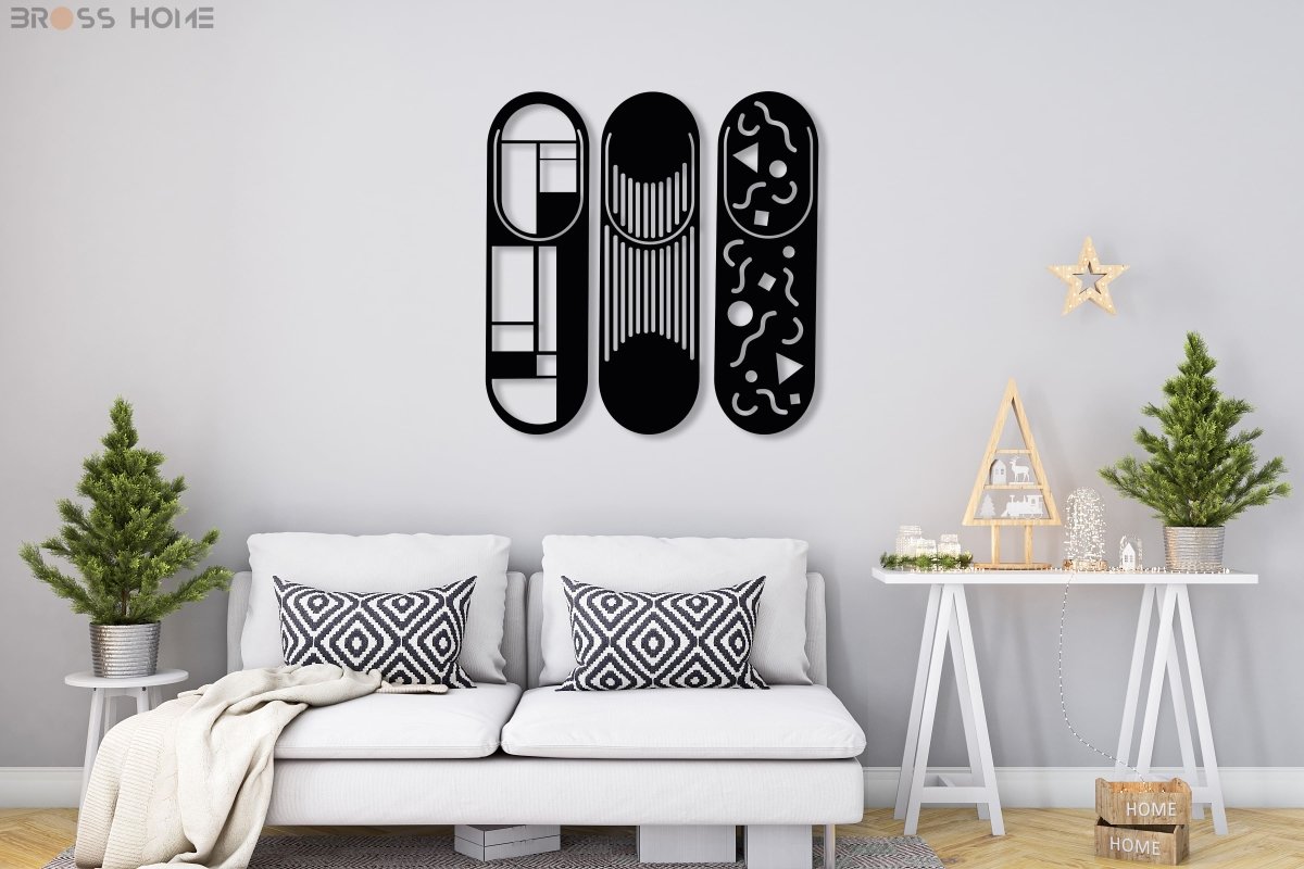 Modern Metal Wall Decor Set Of 3 - BrossHome Metal Wall Art