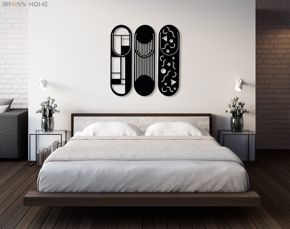 Modern Metal Wall Decor Set Of 3 - BrossHome Metal Wall Art