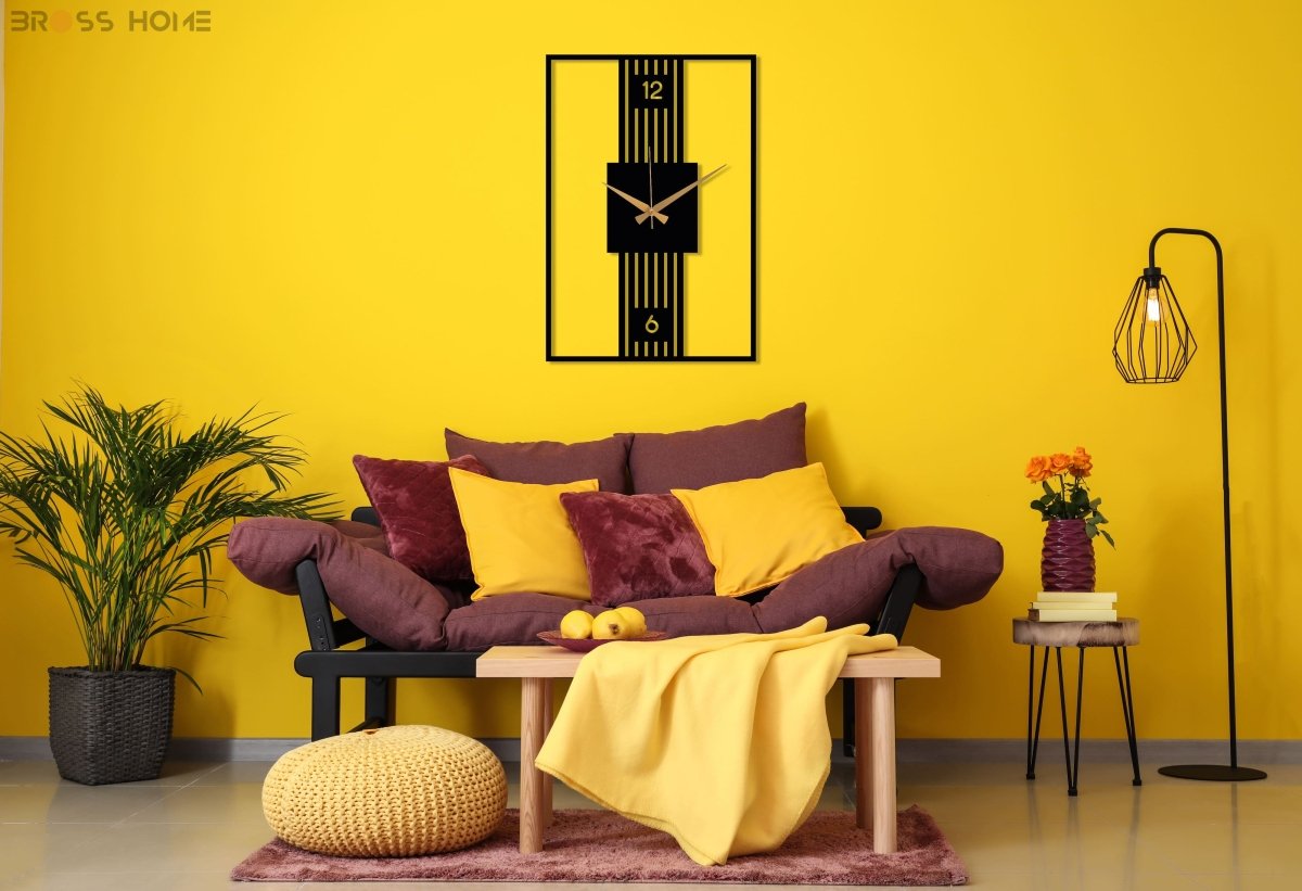 Modern Rectangle Wall Clock - BrossHome Metal Wall Art