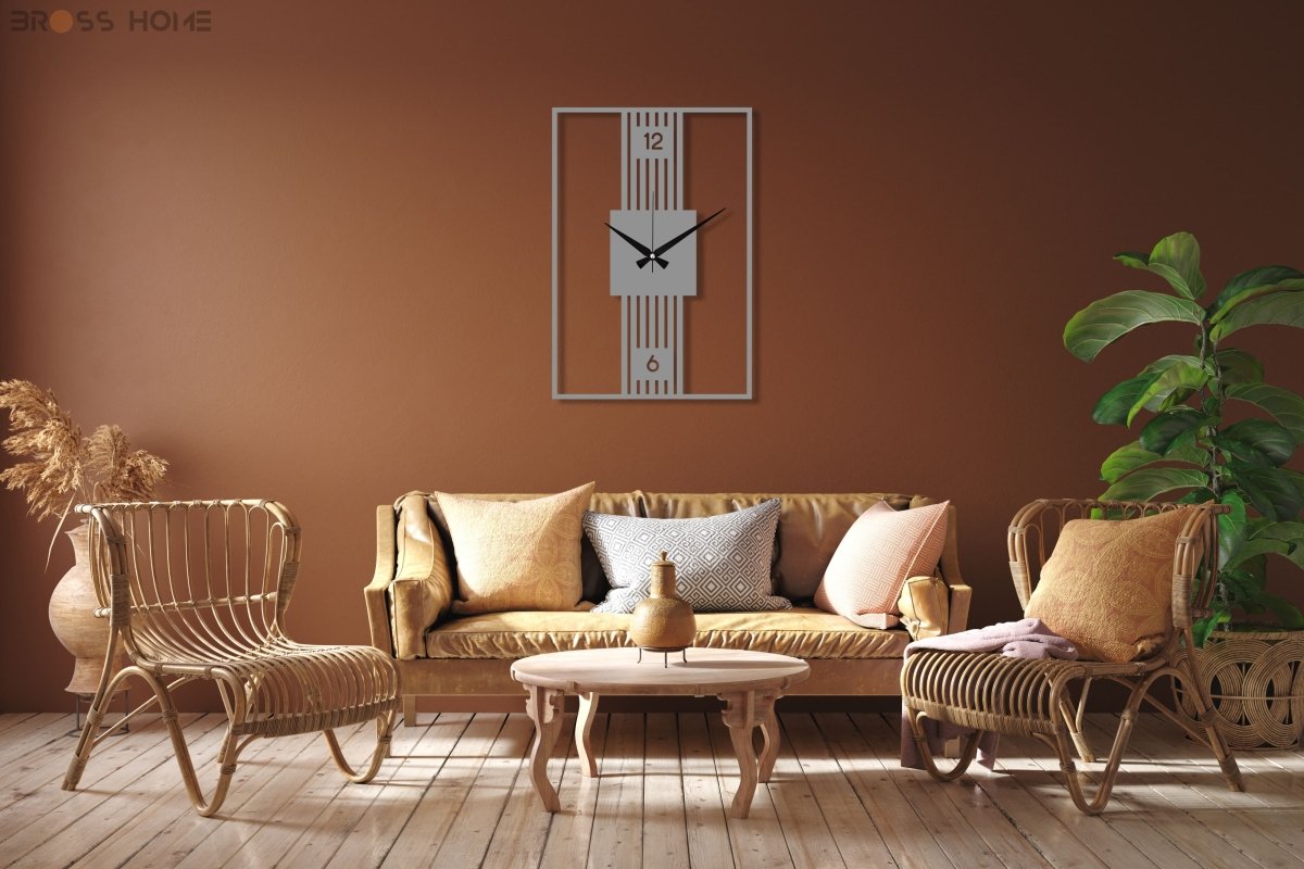 Modern Rectangle Wall Clock - BrossHome Metal Wall Art