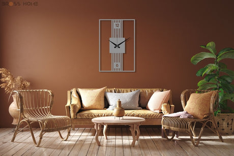 Modern Rectangle Wall Clock - BrossHome Metal Wall Art