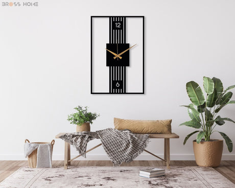 Modern Rectangle Wall Clock - BrossHome Metal Wall Art