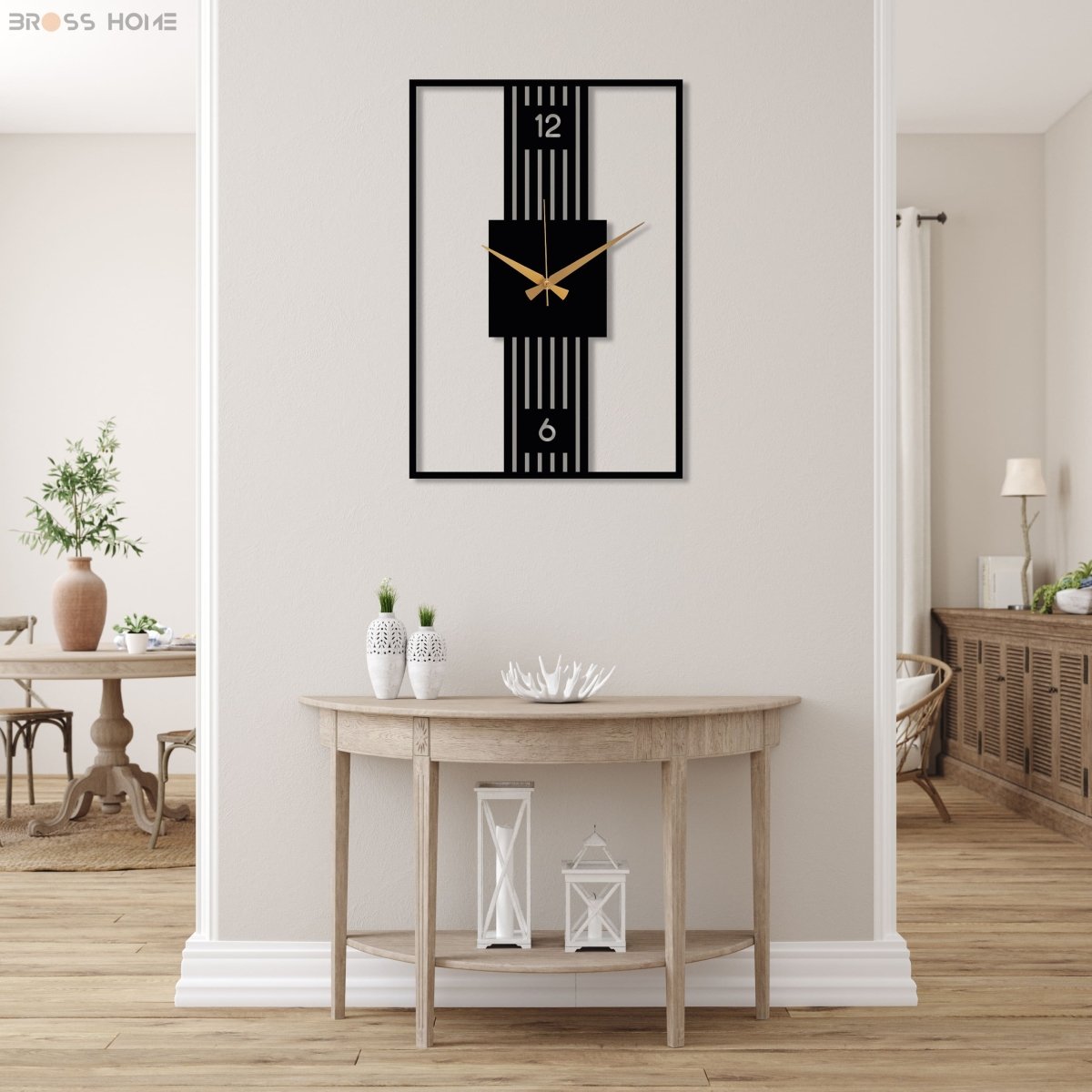 Modern Rectangle Wall Clock - BrossHome Metal Wall Art