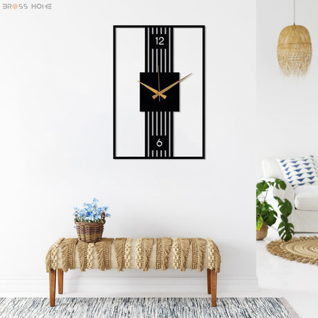 Modern Rectangle Wall Clock - BrossHome Metal Wall Art