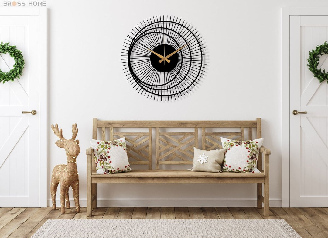 Modern Wall Clock For Living Room - BrossHome Metal Wall Art
