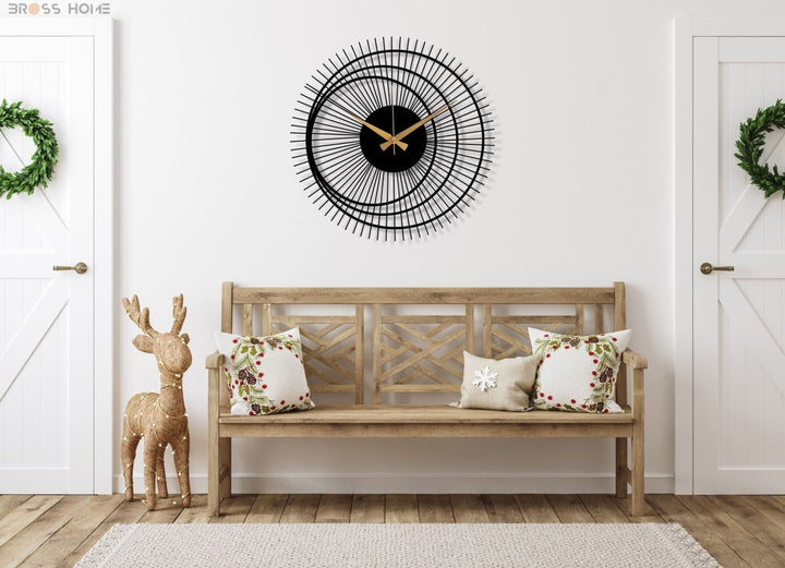 Modern Wall Clock For Living Room - BrossHome Metal Wall Art