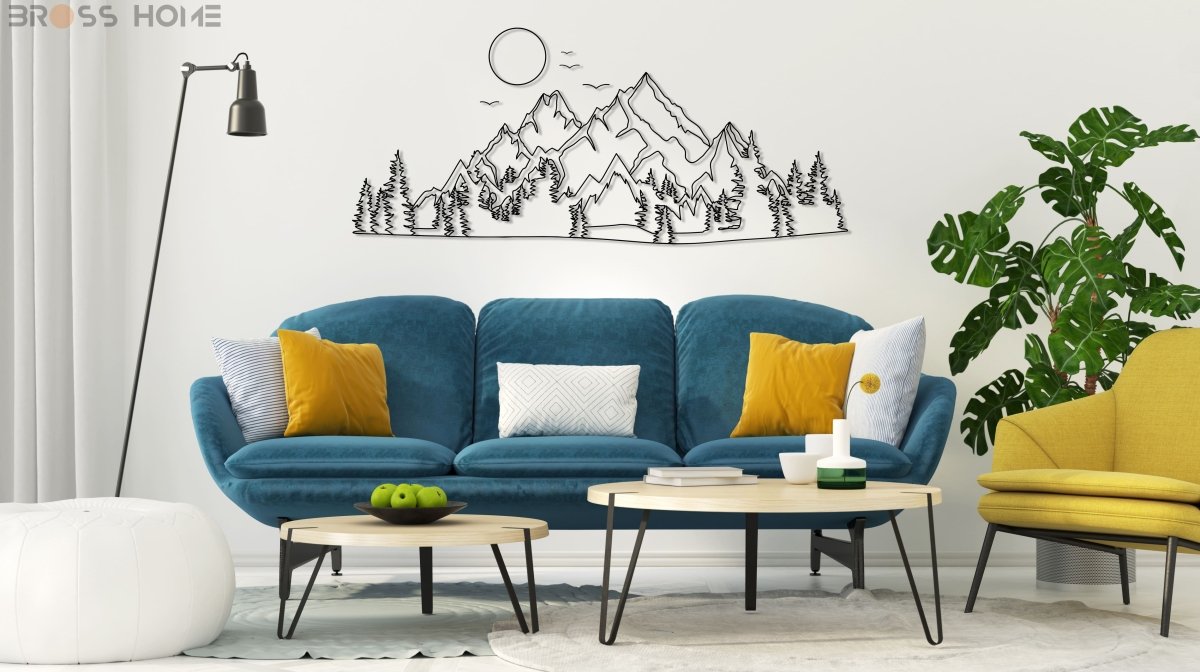 Mountain And Sun Metal Wall Decor - BrossHome Metal Wall Art