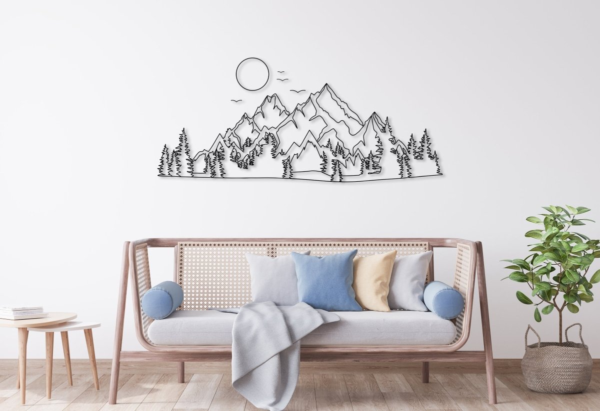 Mountain And Sun Metal Wall Decor - BrossHome Metal Wall Art