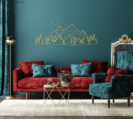 Mountain And Sun Metal Wall Decor - BrossHome Metal Wall Art