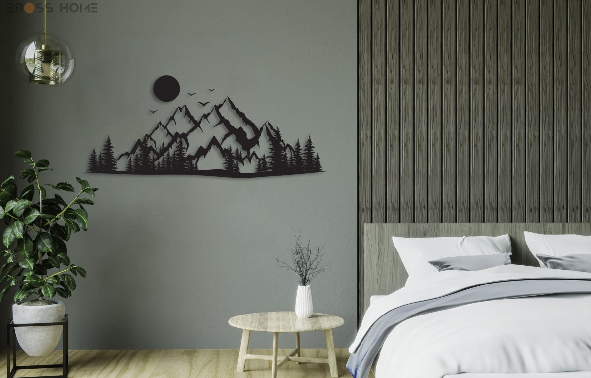 Mountain Metal Wall Art Decor - BrossHome Metal Wall Art