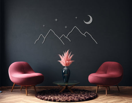 Mountain Moon Star Metal Wall Art - BrossHome Metal Wall Art