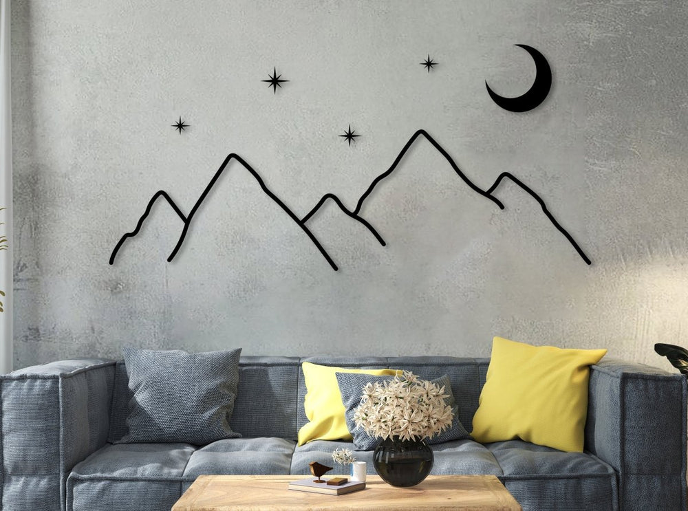 Mountain Moon Star Metal Wall Art - BrossHome Metal Wall Art
