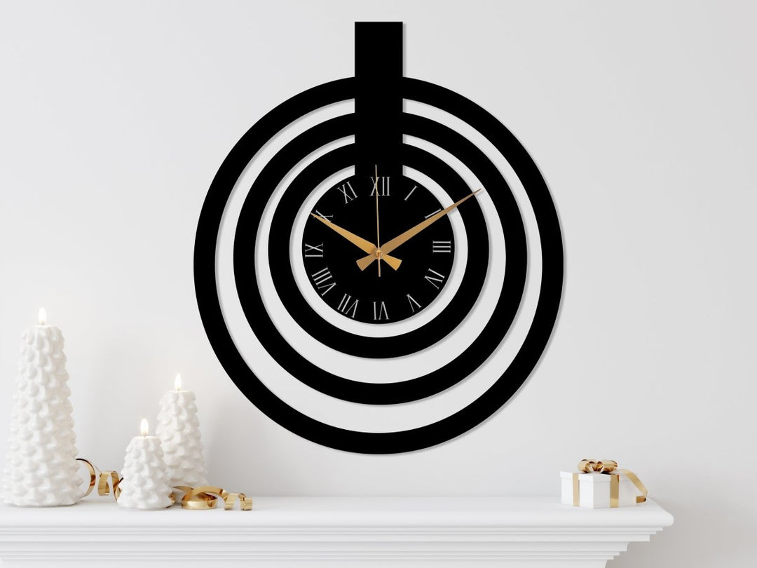 Oversized Black Metal Wall Clock - BrossHome Metal Wall Art