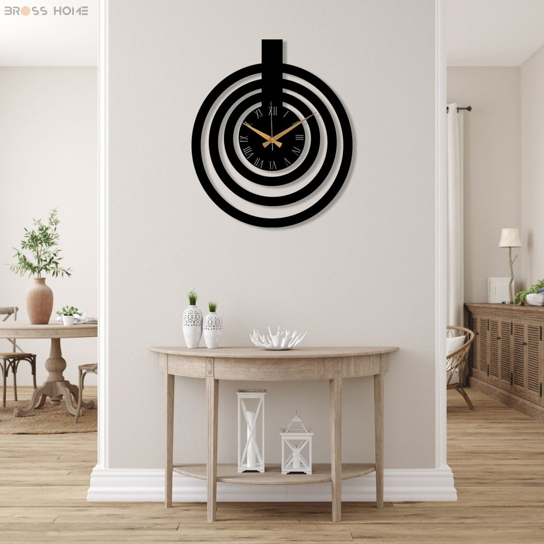 Oversized Black Metal Wall Clock - BrossHome Metal Wall Art