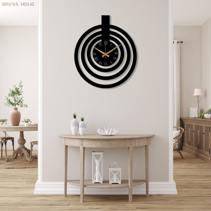 Oversized Black Metal Wall Clock - BrossHome Metal Wall Art
