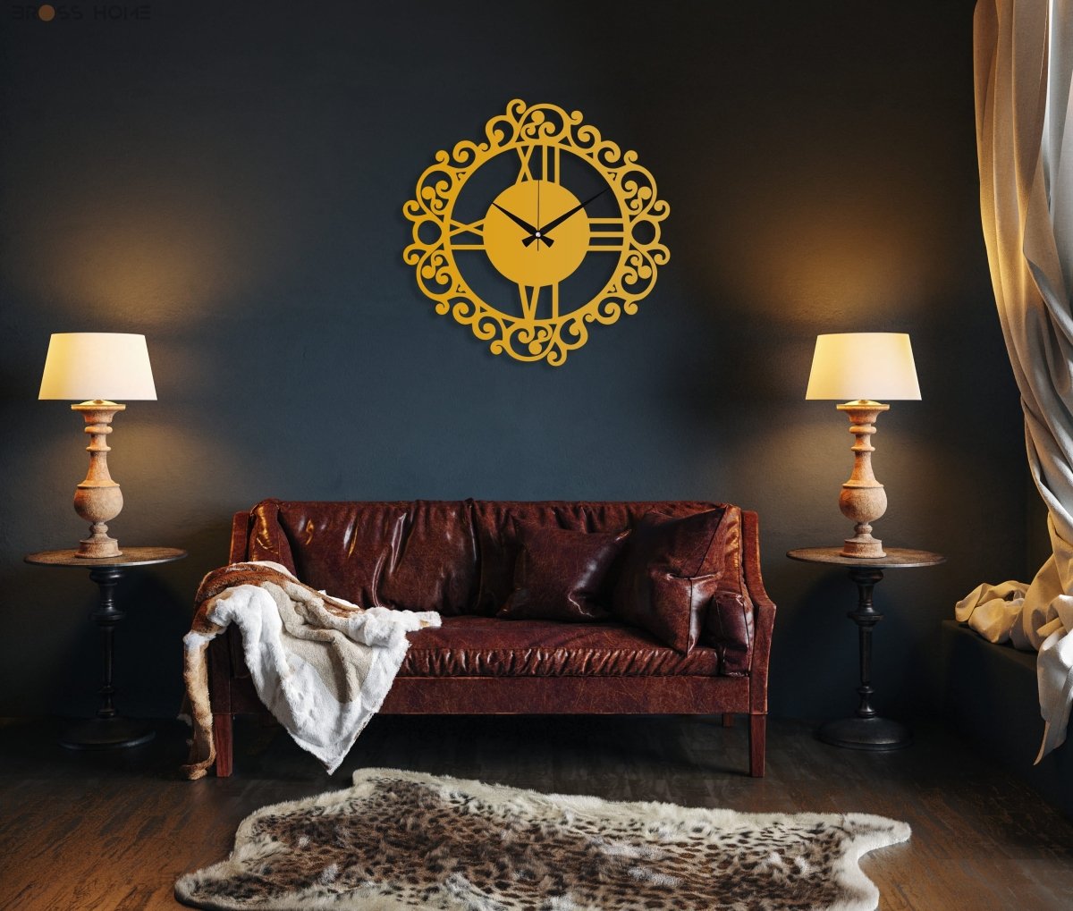 Oversized Black Vintage Wall Clock - BrossHome Metal Wall Art