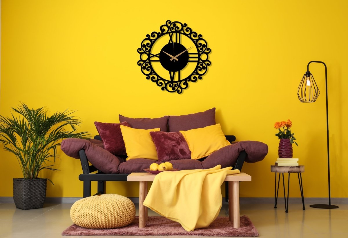 Oversized Black Vintage Wall Clock - BrossHome Metal Wall Art