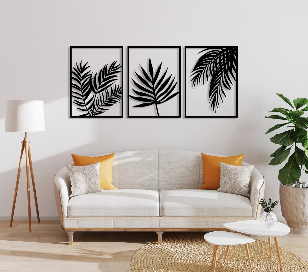 Palm Leaf Metal Wall Decor (Set Of 3) - BrossHome Metal Wall Art