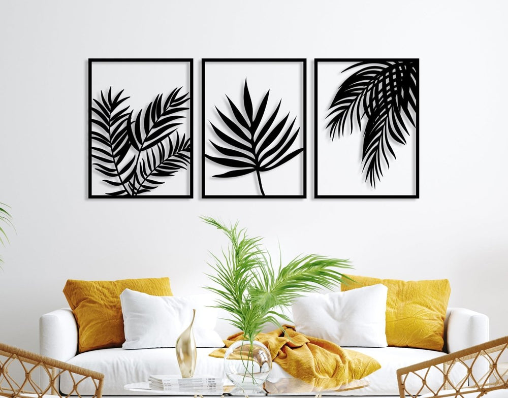 Palm Leaf Metal Wall Decor (Set Of 3) - BrossHome Metal Wall Art