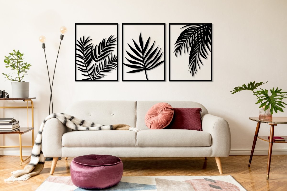 Palm Leaf Metal Wall Decor (Set Of 3) - BrossHome Metal Wall Art
