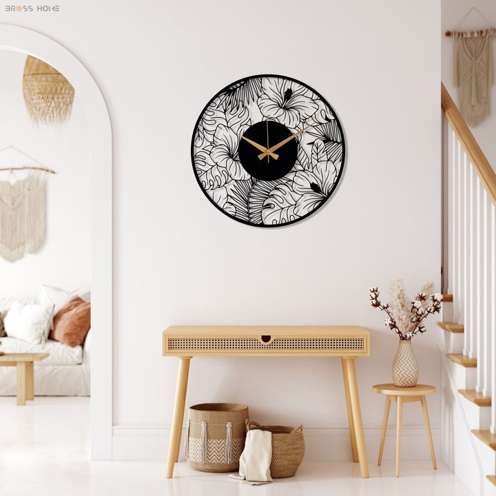 Poppy Flower Metal Wall Clock - BrossHome Metal Wall Art