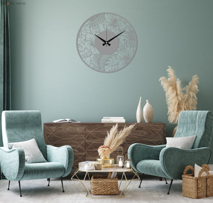 Poppy Flower Metal Wall Clock - BrossHome Metal Wall Art