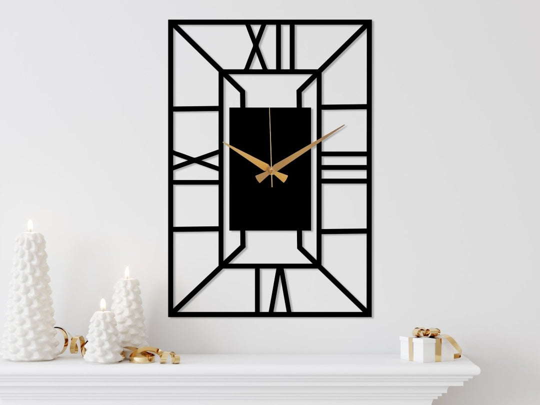 Rectangle Metal Wall Clock - BrossHome Metal Wall Art