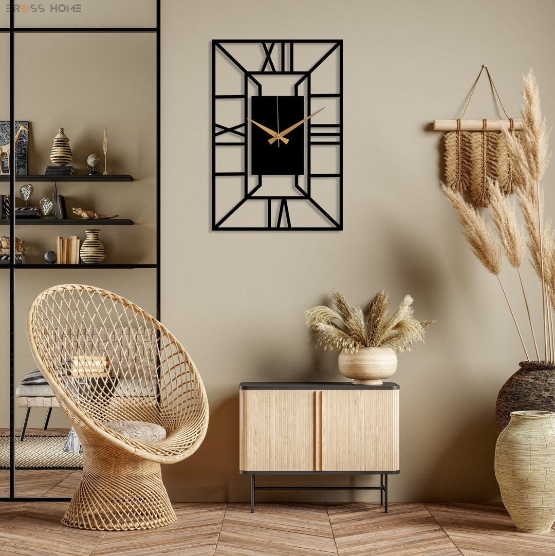 Rectangle Metal Wall Clock - BrossHome Metal Wall Art